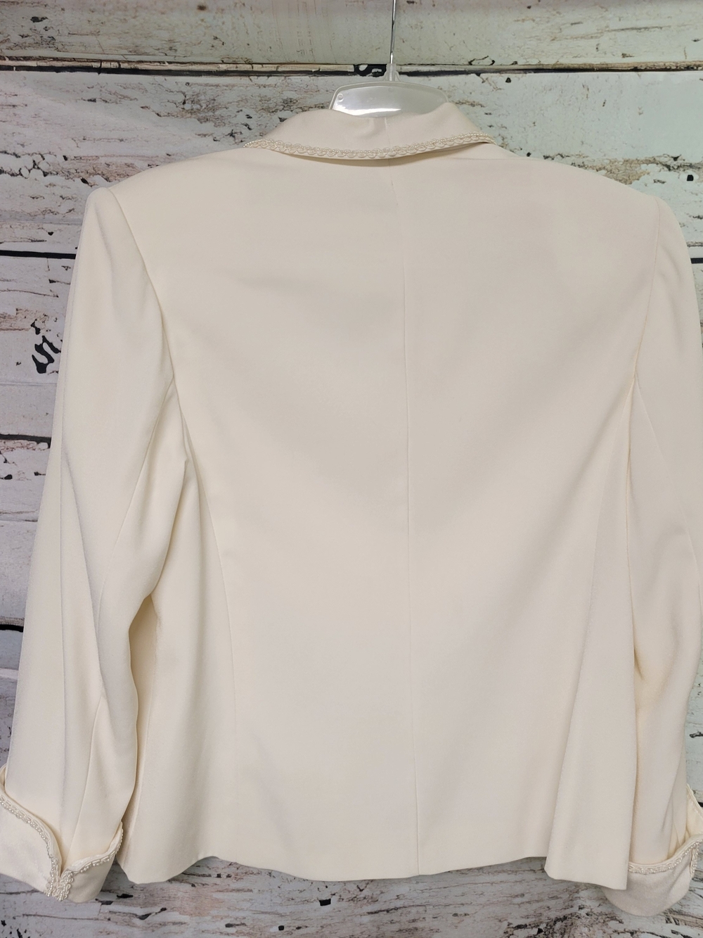 Kasper for A.S.L. Ivory 2 Piece Skirt Suit Size 16 Beaded Trim Career Formal - Picture 3 of 7